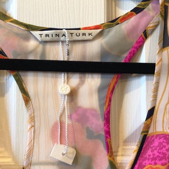 Trina Turk Silk Lined Razor Back Top - Picture 4 of 9